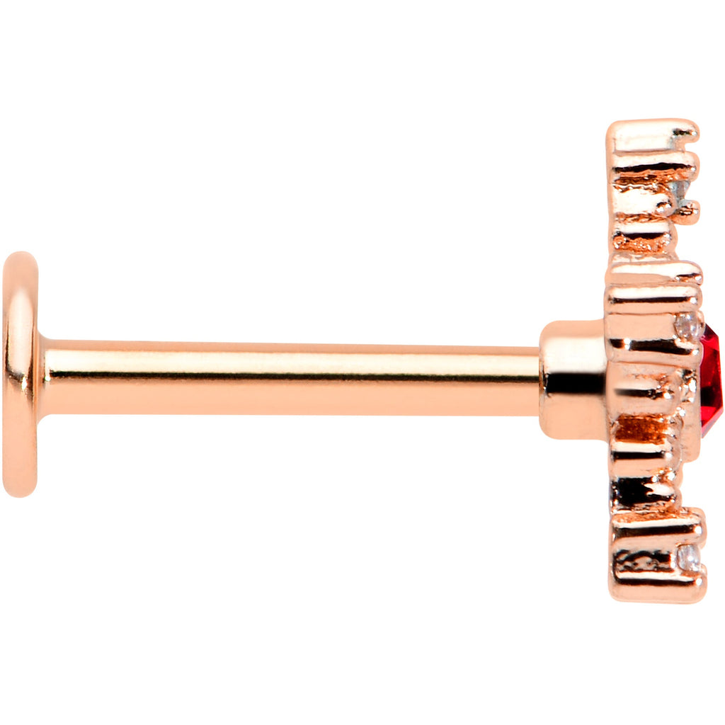BodyCandy 16G 5/16 Red Gem Rose Gold Tone Texture Snowflake Labret Tragus — lifestyle context