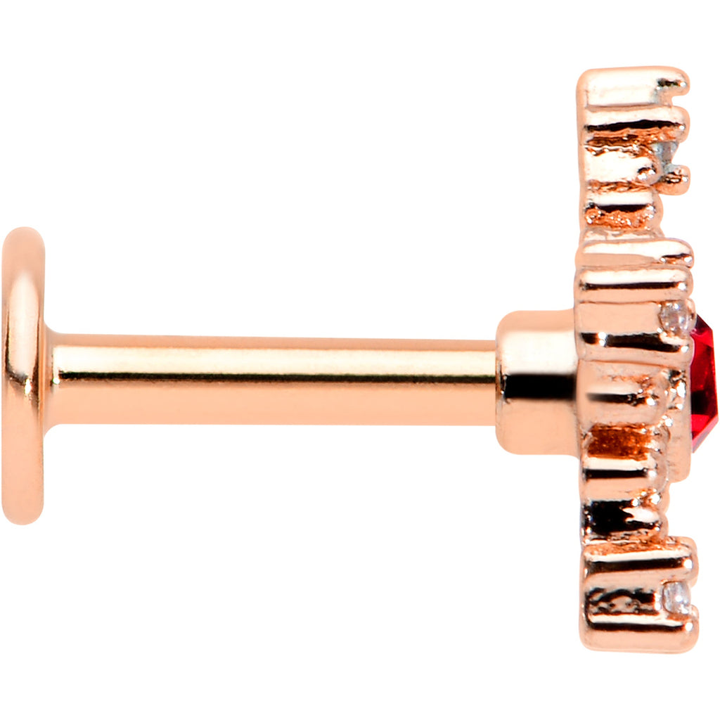 BodyCandy 16G 1/4 Red Gem Rose Gold Tone Texture Snowflake Labret Tragus — lifestyle context