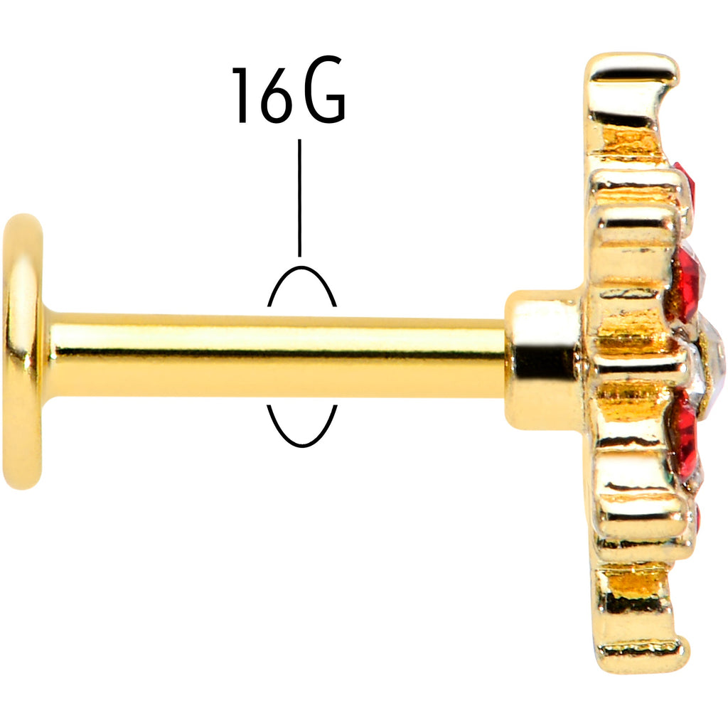 BodyCandy 16G 1/4 Red Aurora Gem Gold Tone Christmas Star Labret Tragus — back view