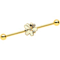 BodyCandy 14G Clear Gem Gold Tone Feed Bee Flower Industrial Barbell 38mm — main product shot