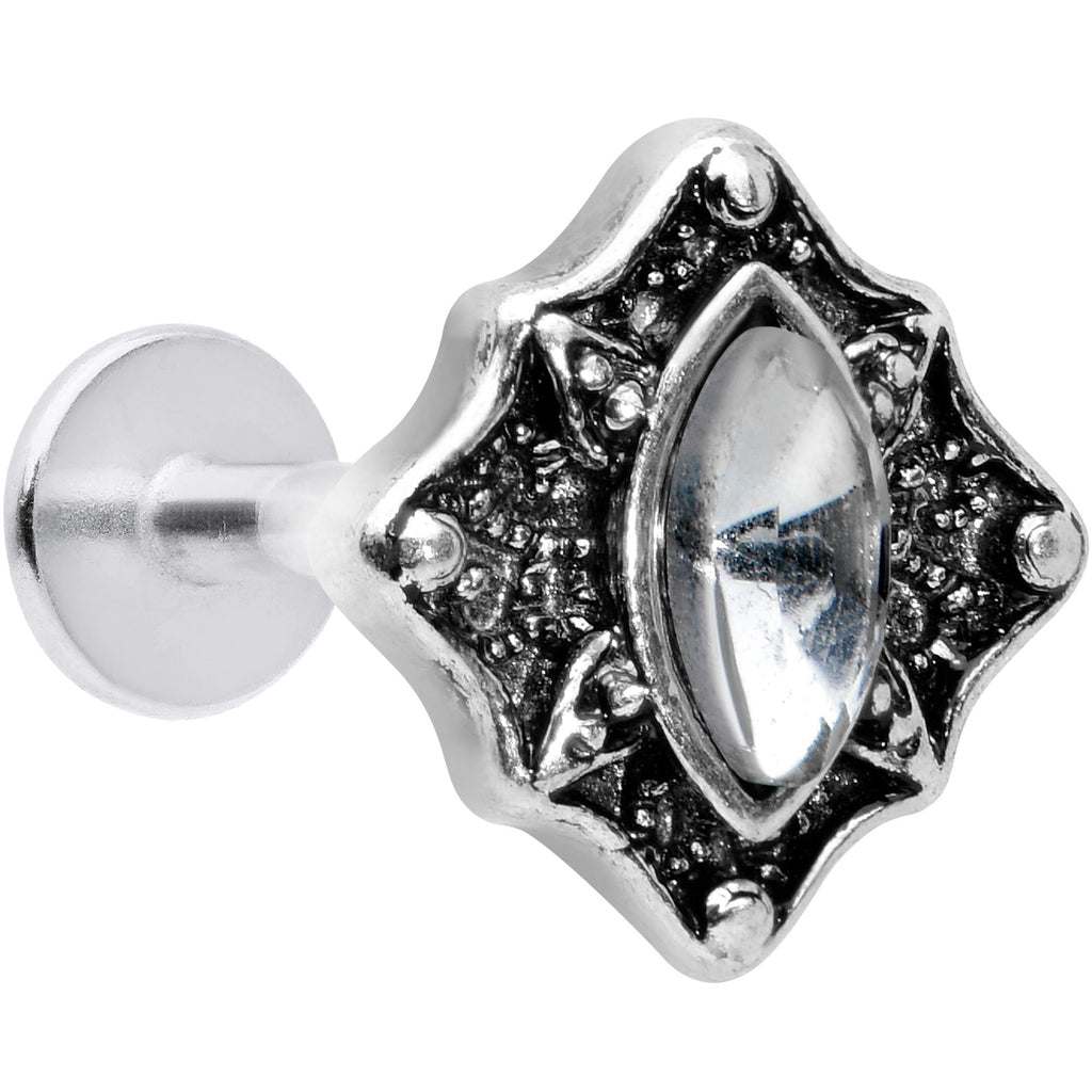 BodyCandy 16G 5/16 Clear Gem Retro Rhombus Labret Monroe Tragus — main product shot