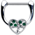 BodyCandy 16G 5/16 Green Gem Heart Tree Valentine Cartilage Clicker — main product shot
