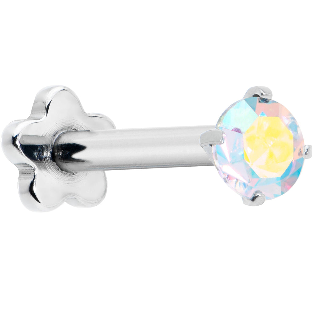 BodyCandy 16G 5/16 Aurora CZ G23 Titanium Threadless Flower Labret Tragus — main product shot