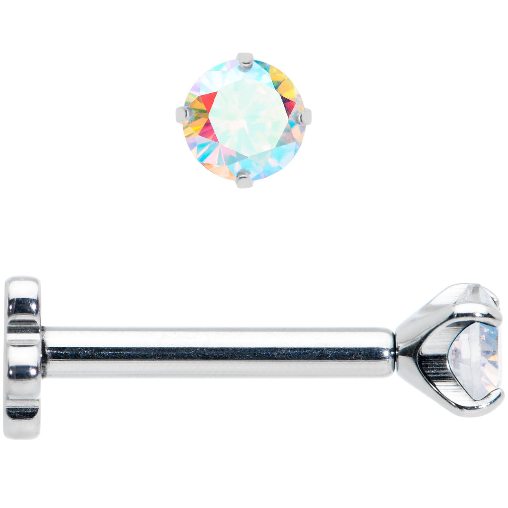 BodyCandy 16G 5/16 Aurora CZ G23 Titanium Threadless Flower Labret Tragus — detail close-up