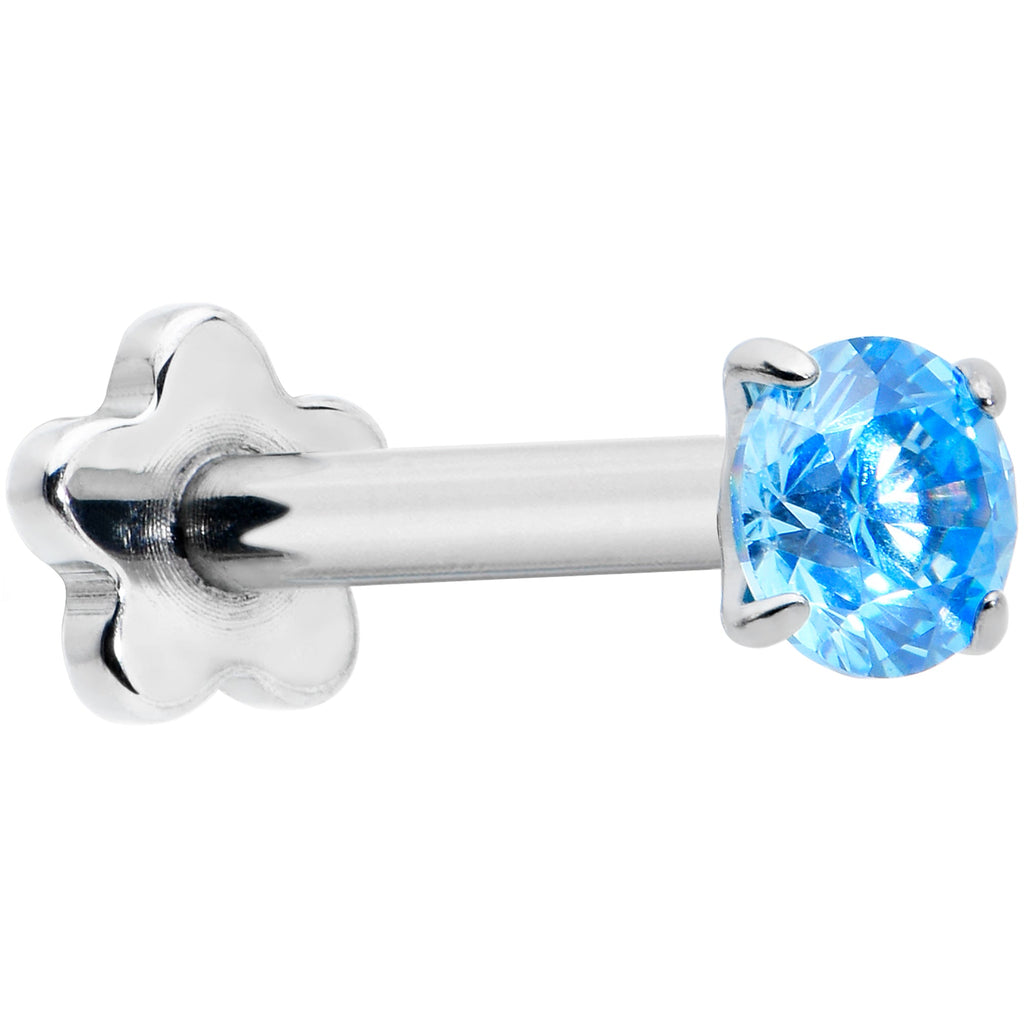 BodyCandy 16G 5/16 Blue CZ Gem G23 Titanium Threadless Flower Labret Tragus — main product shot