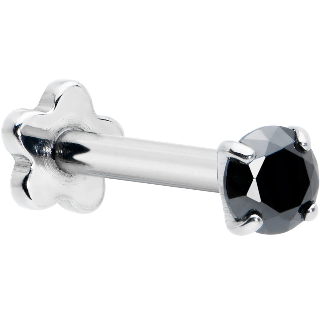 BodyCandy 16G 5/16 Black CZ G23 Titanium Threadless Flower Labret Tragus — main product shot