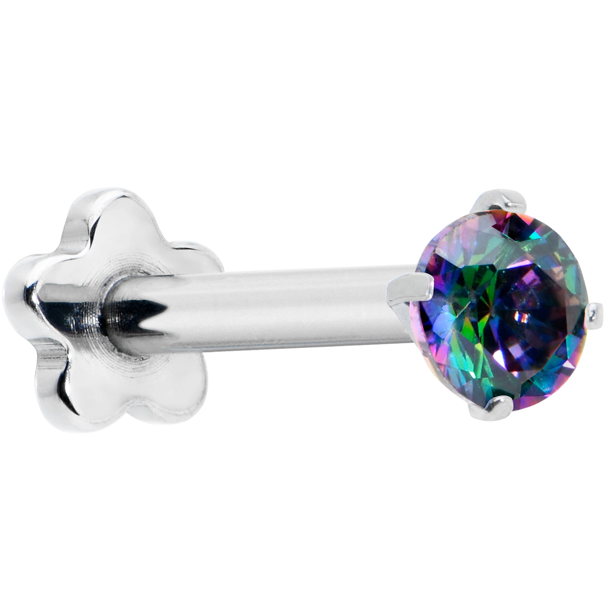 BodyCandy 16G 5/16 Vitrail CZ G23 Titanium Threadless Flower Labret Tragus — main product shot