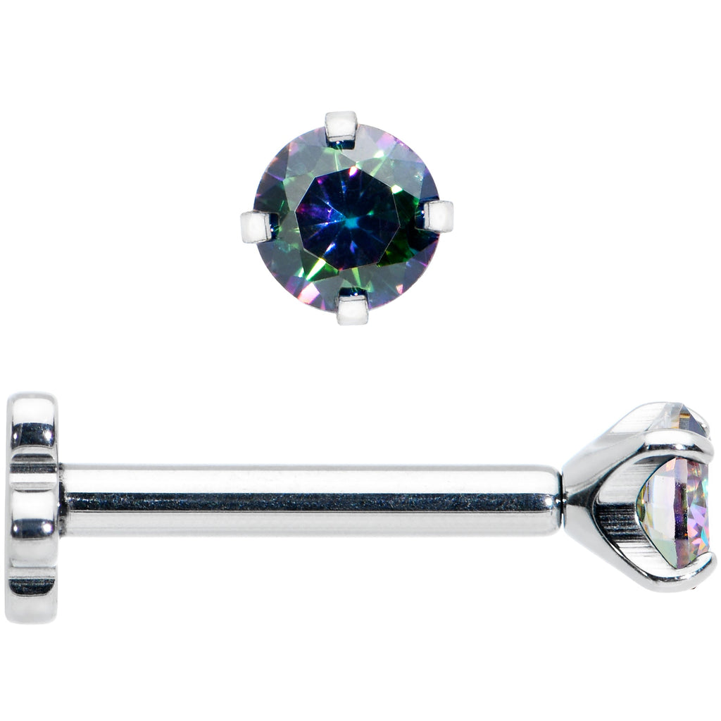 BodyCandy 16G 5/16 Vitrail CZ G23 Titanium Threadless Flower Labret Tragus — detail close-up