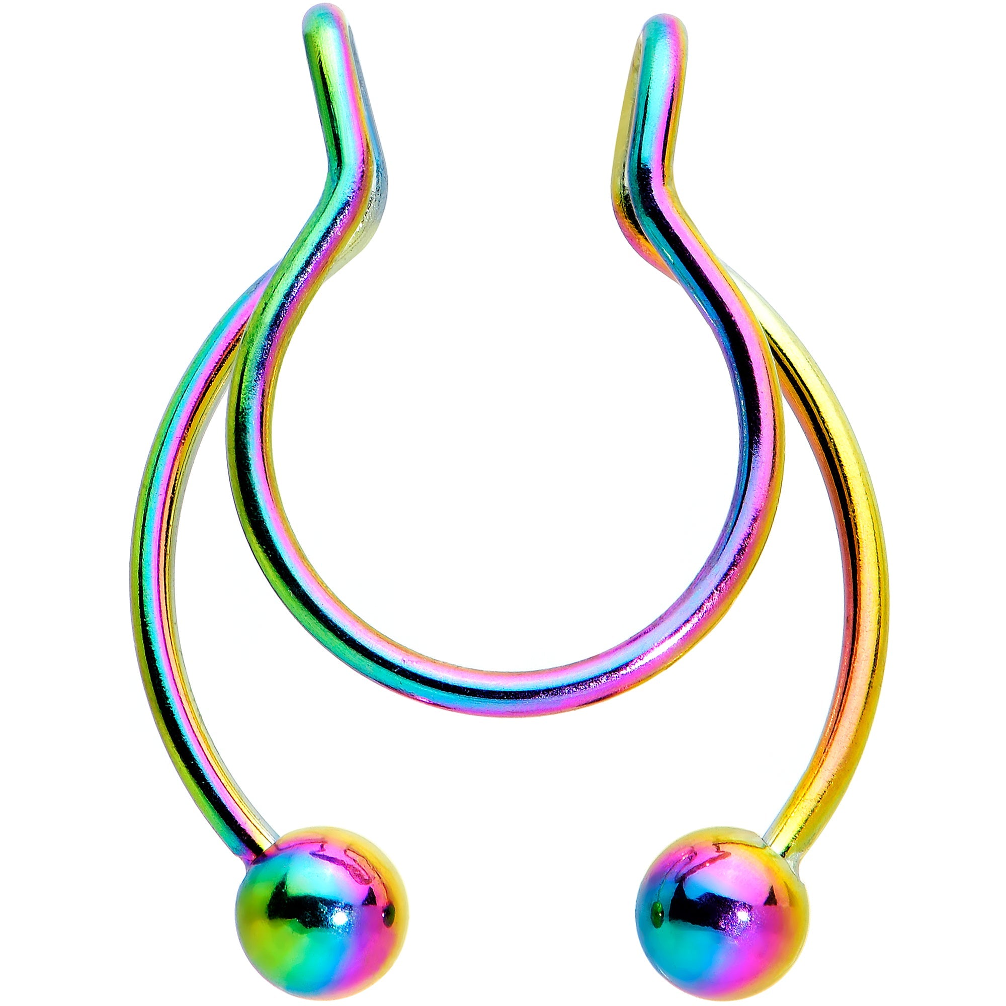 BodyCandy Rainbow Horseshoe Ball Fake Septum Ring Nipple and Clip on Earring — main product shot