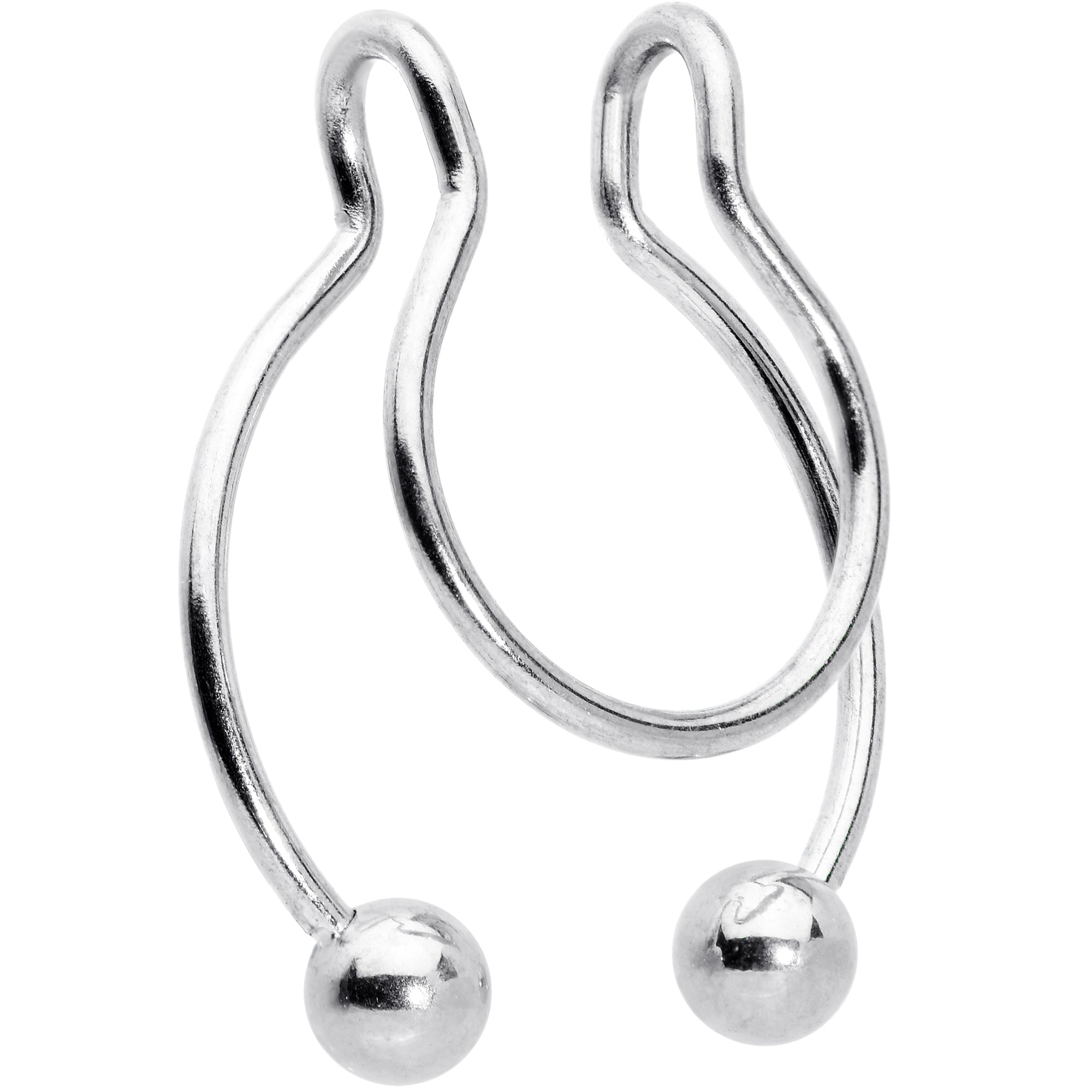 BodyCandy Horseshoe Ball Fake Septum Ring Nipple and Clip on Earring — detail close-up