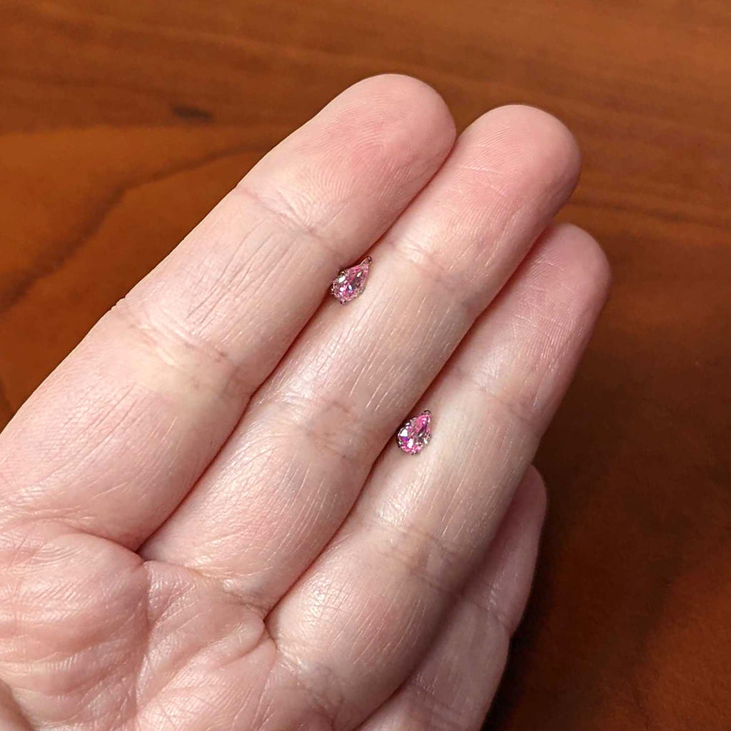 BodyCandy CZ Teardrop Pink Stainless Steel Stud Earrings 3mm to 7mm — alternative angle