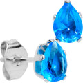 BodyCandy CZ Teardrop Aqua Stainless Steel Stud Earrings 3mm to 7mm — in-use photo