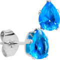 BodyCandy CZ Teardrop Aqua Stainless Steel Stud Earrings 3mm to 7mm — size reference