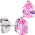 BodyCandy CZ Teardrop Pink Stainless Steel Stud Earrings 3mm to 7mm — size reference