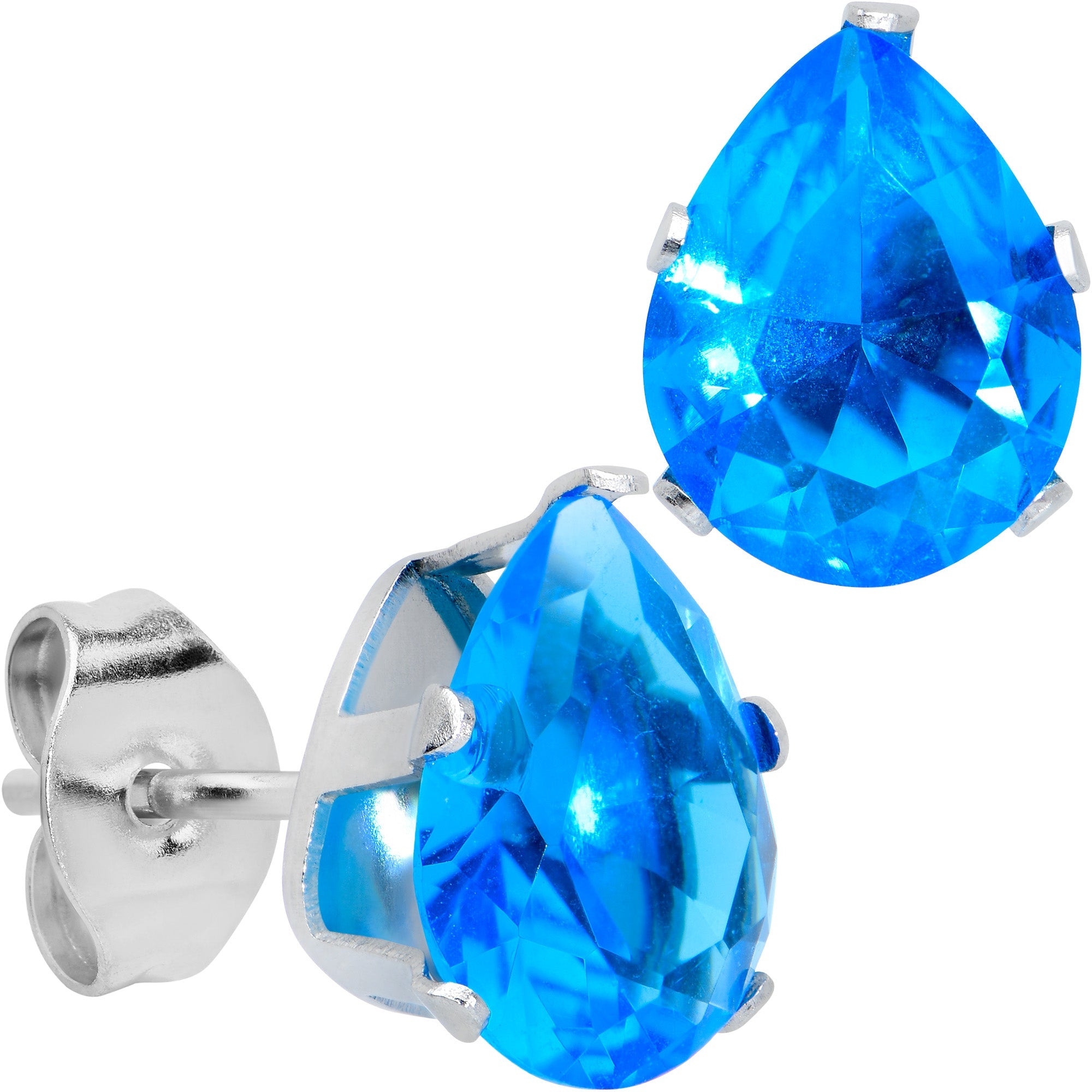 BodyCandy CZ Teardrop Aqua Stainless Steel Stud Earrings 3mm to 7mm — packaging