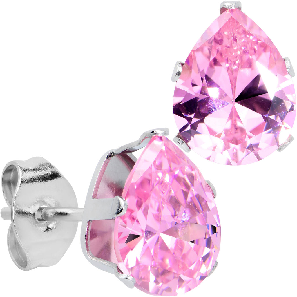 BodyCandy CZ Teardrop Pink Stainless Steel Stud Earrings 3mm to 7mm — packaging
