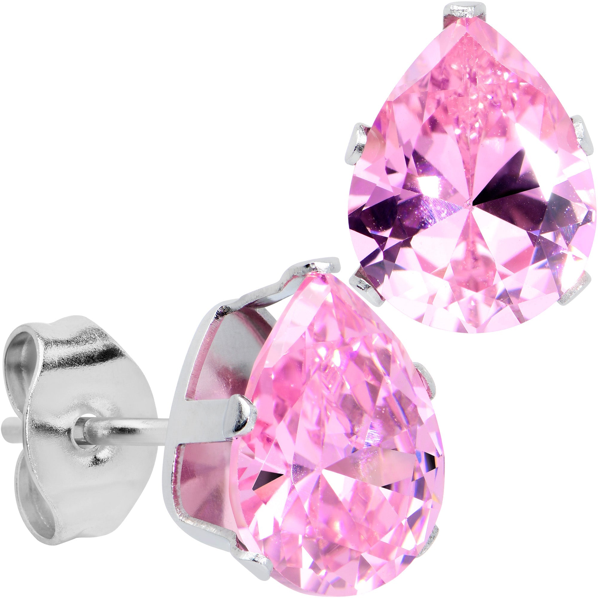 BodyCandy CZ Teardrop Pink Stainless Steel Stud Earrings 3mm to 7mm — packaging