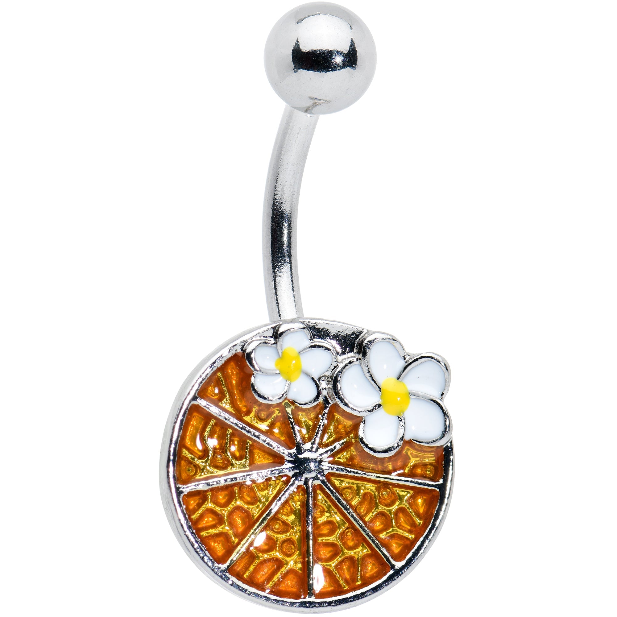 BodyCandy Sweet Orange Fruit Flower Belly Ring — main product shot