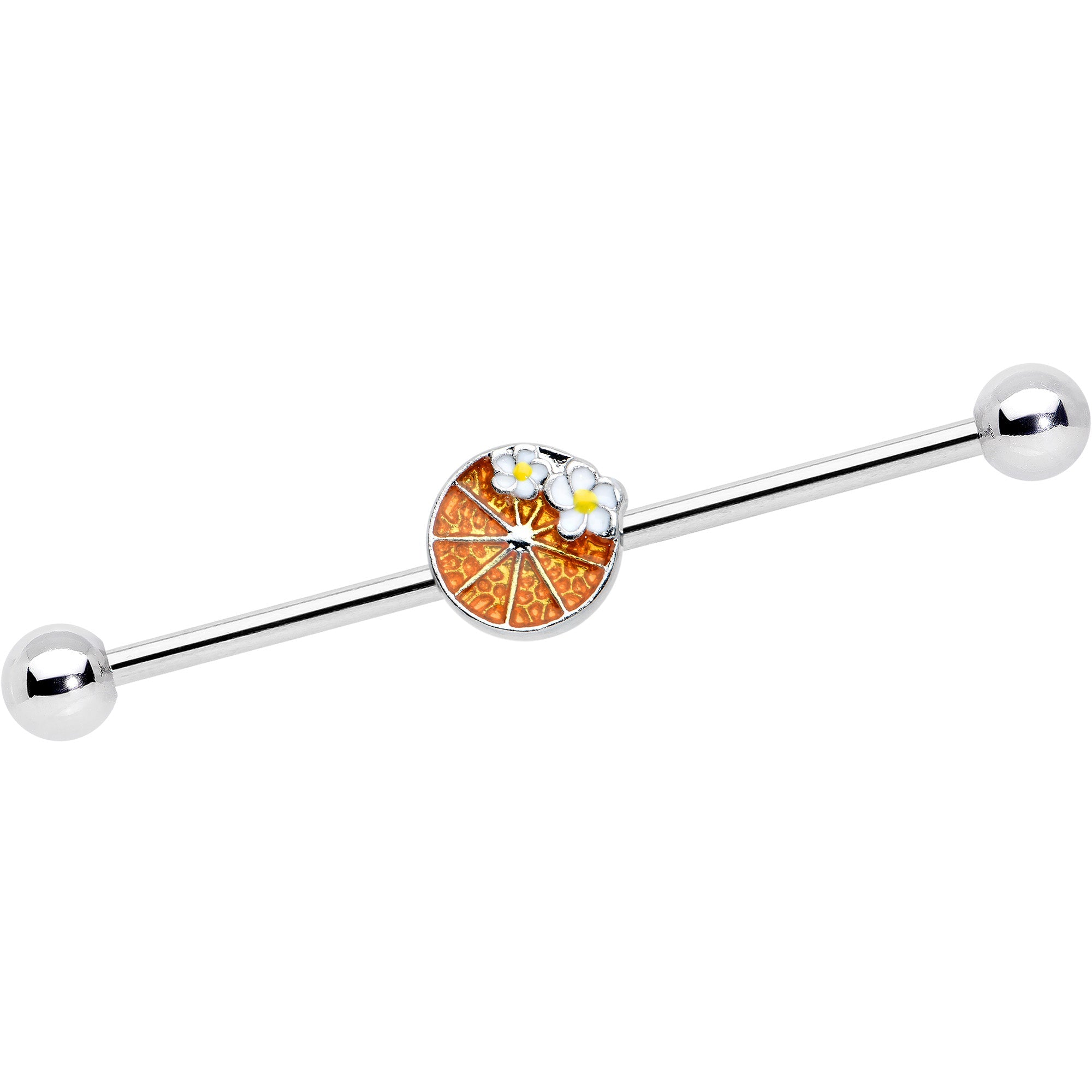 BodyCandy 14G Sweet Orange Fruit Flower Industrial Barbell 38mm — main product shot