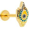 BodyCandy 16G 5/16 Gold Tone Bold Peacock Feather Labret Monroe Tragus — main product shot
