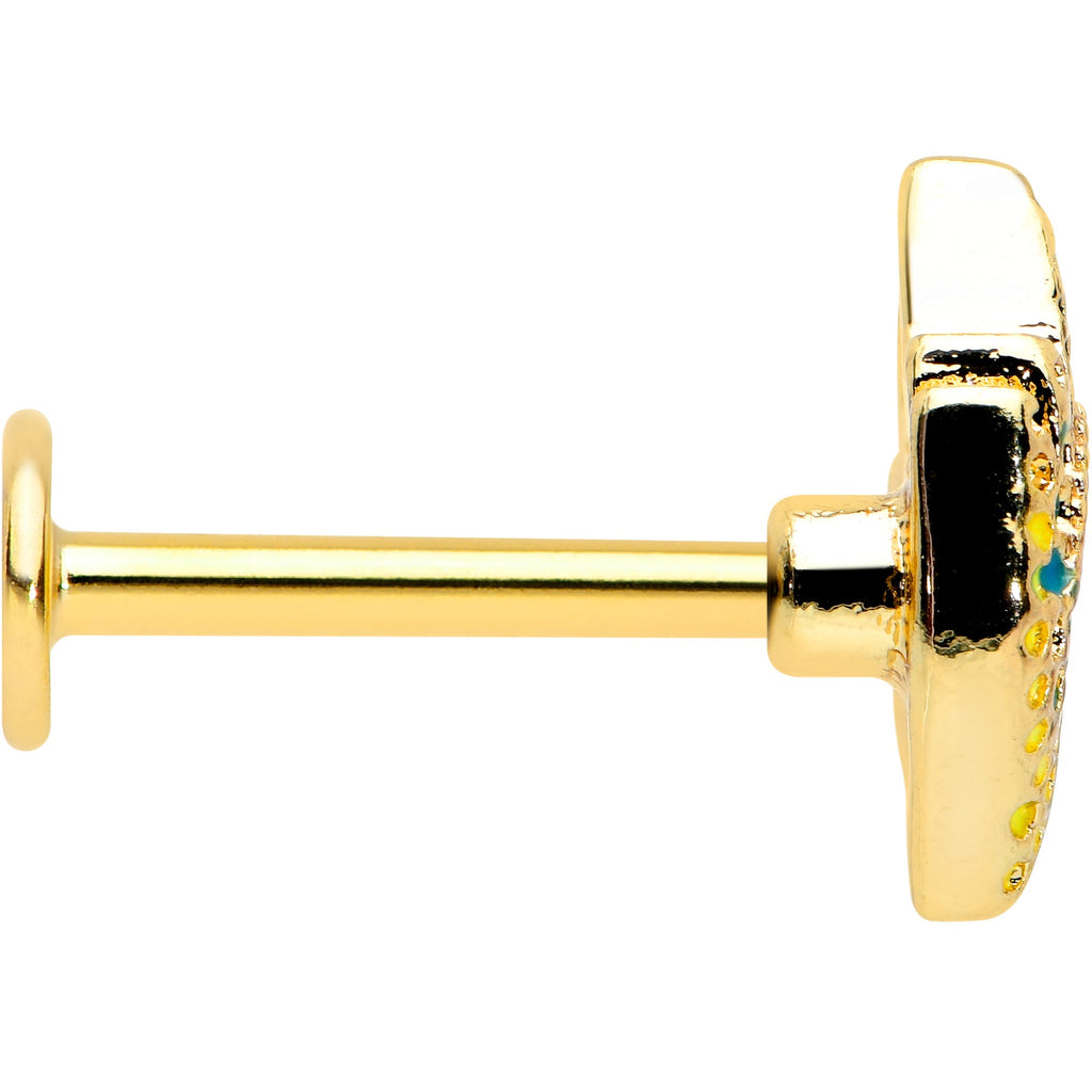 BodyCandy 16G 5/16 Gold Tone Bold Peacock Feather Labret Monroe Tragus — lifestyle context