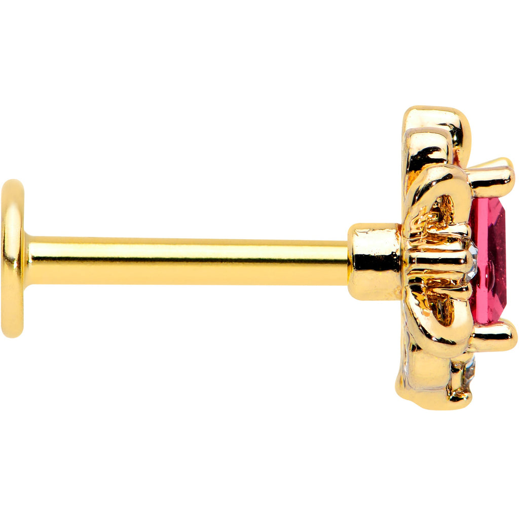 BodyCandy 16G 5/16 Red Gem Gold Tone Regal Escutcheon Labret Monroe Tragus — lifestyle context