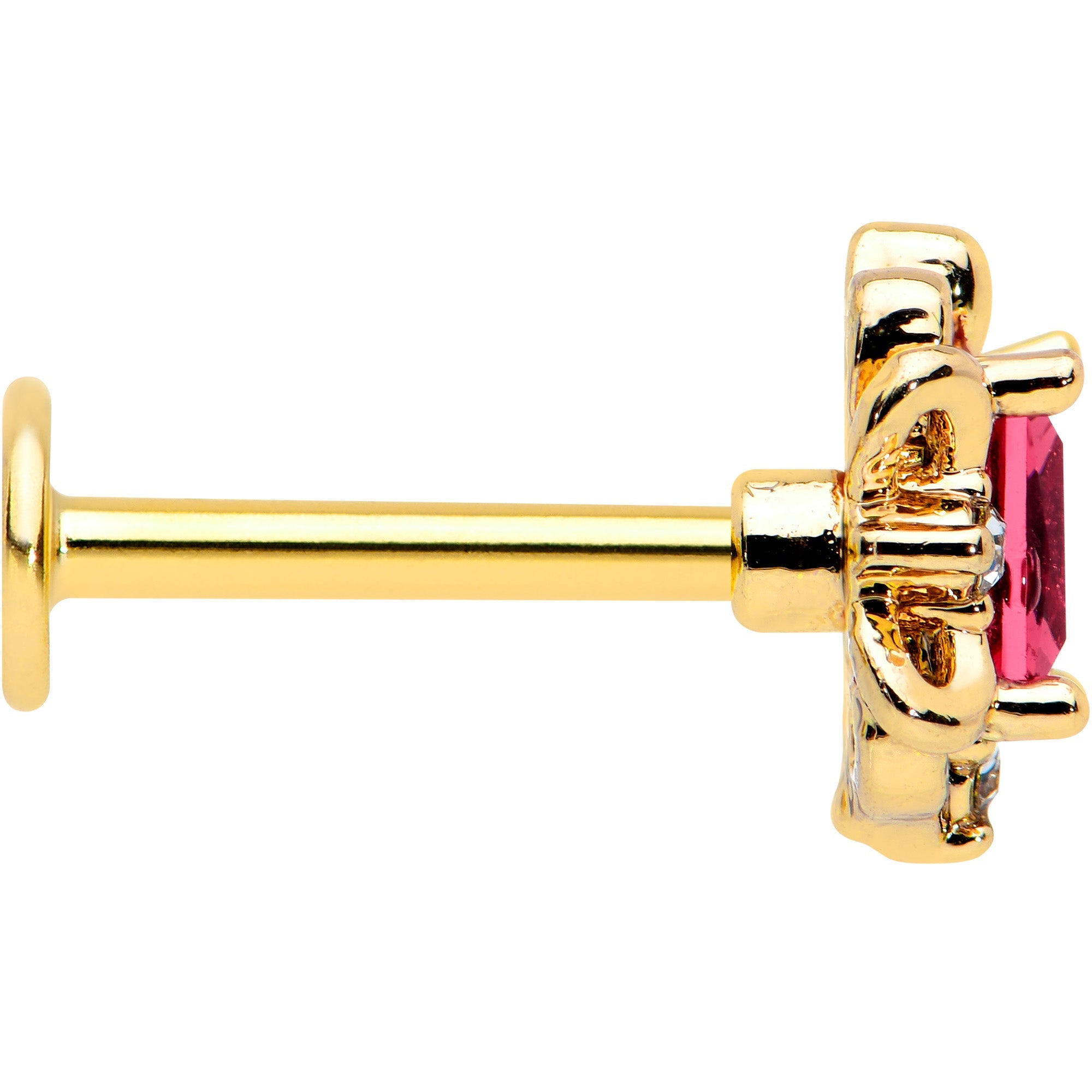 BodyCandy 16G 5/16 Red Gem Gold Tone Regal Escutcheon Labret Monroe Tragus — lifestyle context