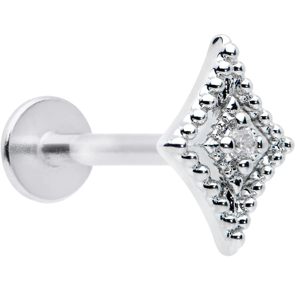 BodyCandy 16G 5/16 Clear Gem Deco Textured Rhombus Labret Monroe Tragus — main product shot