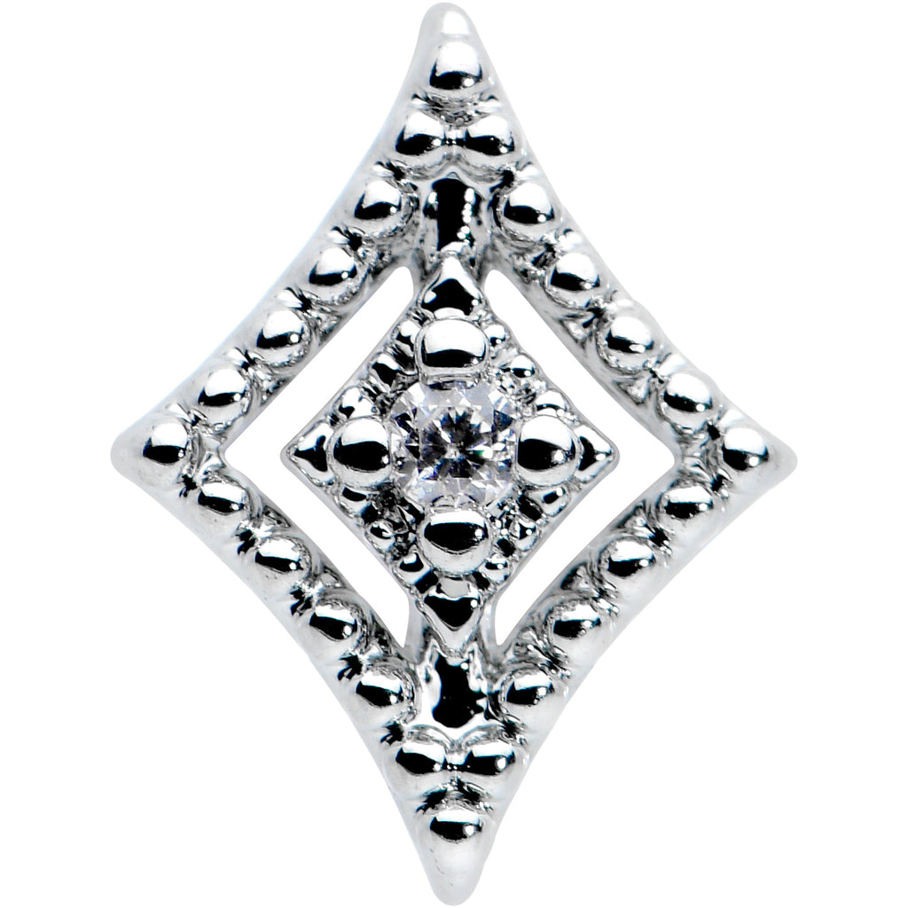 BodyCandy 16G 5/16 Clear Gem Deco Textured Rhombus Labret Monroe Tragus — detail close-up