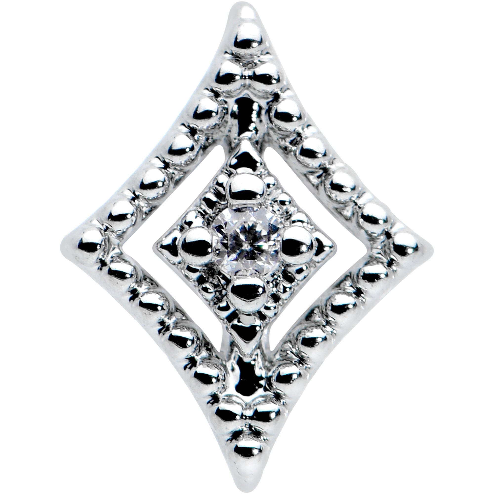 BodyCandy 16G 5/16 Clear Gem Deco Textured Rhombus Labret Monroe Tragus — detail close-up
