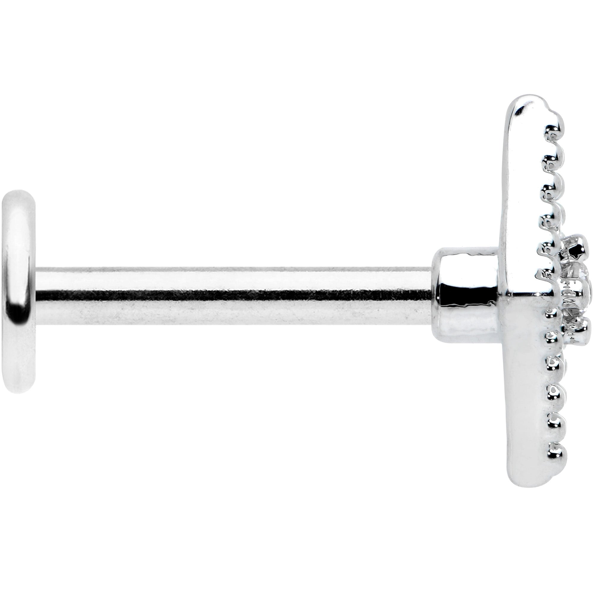 BodyCandy 16G 5/16 Clear Gem Deco Textured Rhombus Labret Monroe Tragus — lifestyle context
