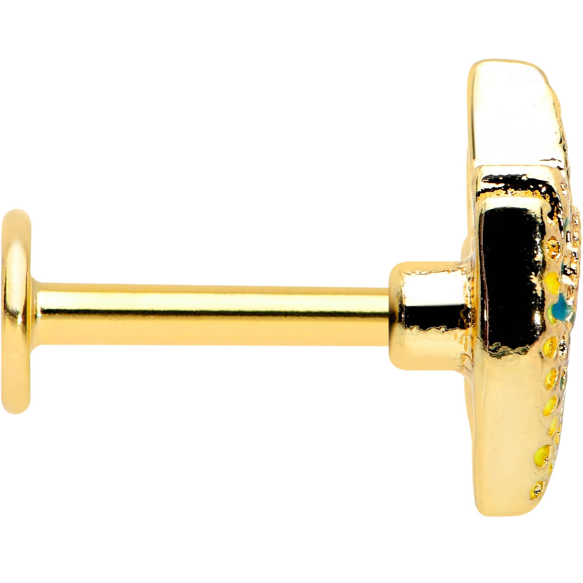 BodyCandy 16G 1/4 Gold Tone Bold Peacock Feather Labret Monroe Tragus — lifestyle context