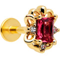 BodyCandy 16G 1/4 Red Gem Gold Tone Regal Escutcheon Labret Monroe Tragus — main product shot