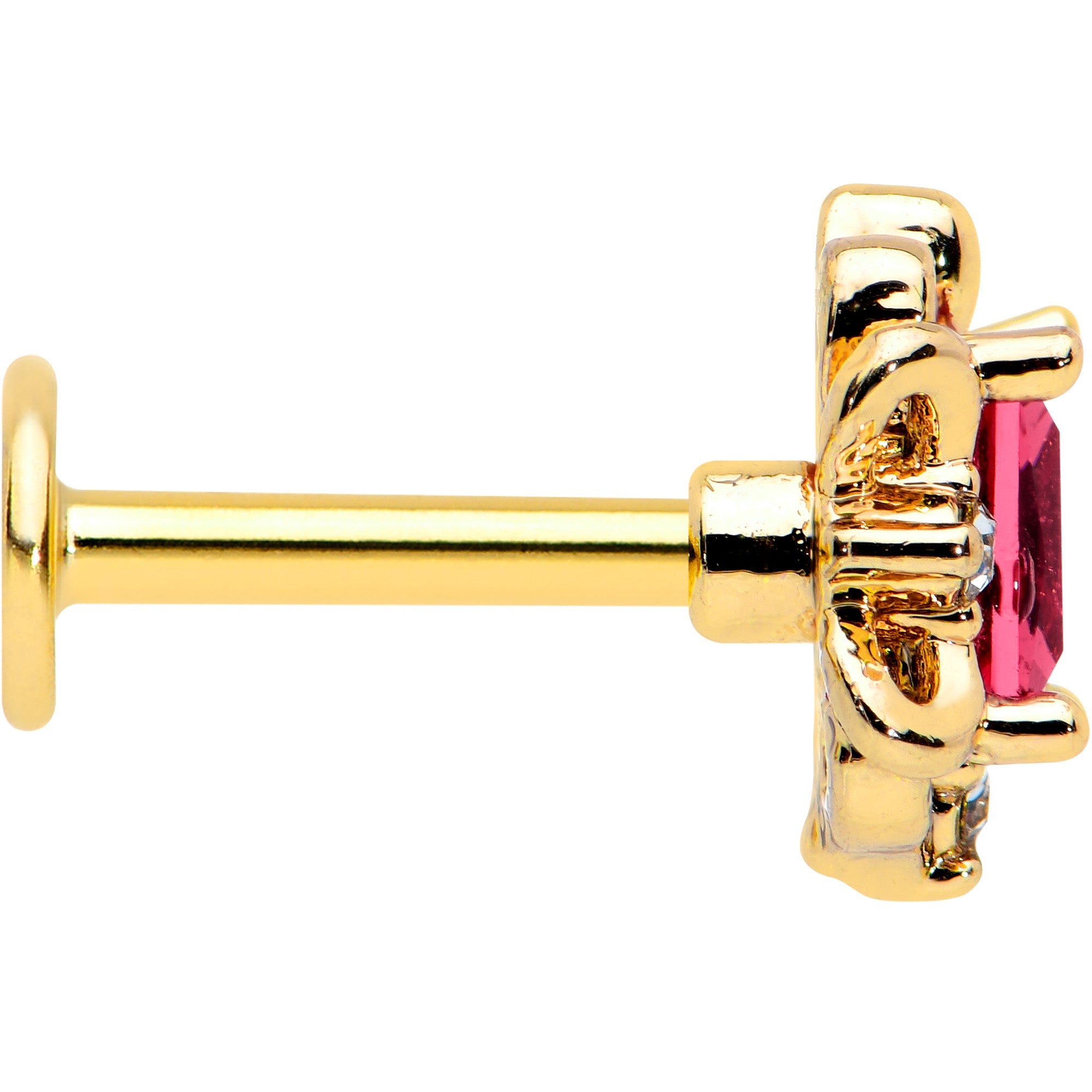BodyCandy 16G 1/4 Red Gem Gold Tone Regal Escutcheon Labret Monroe Tragus — lifestyle context