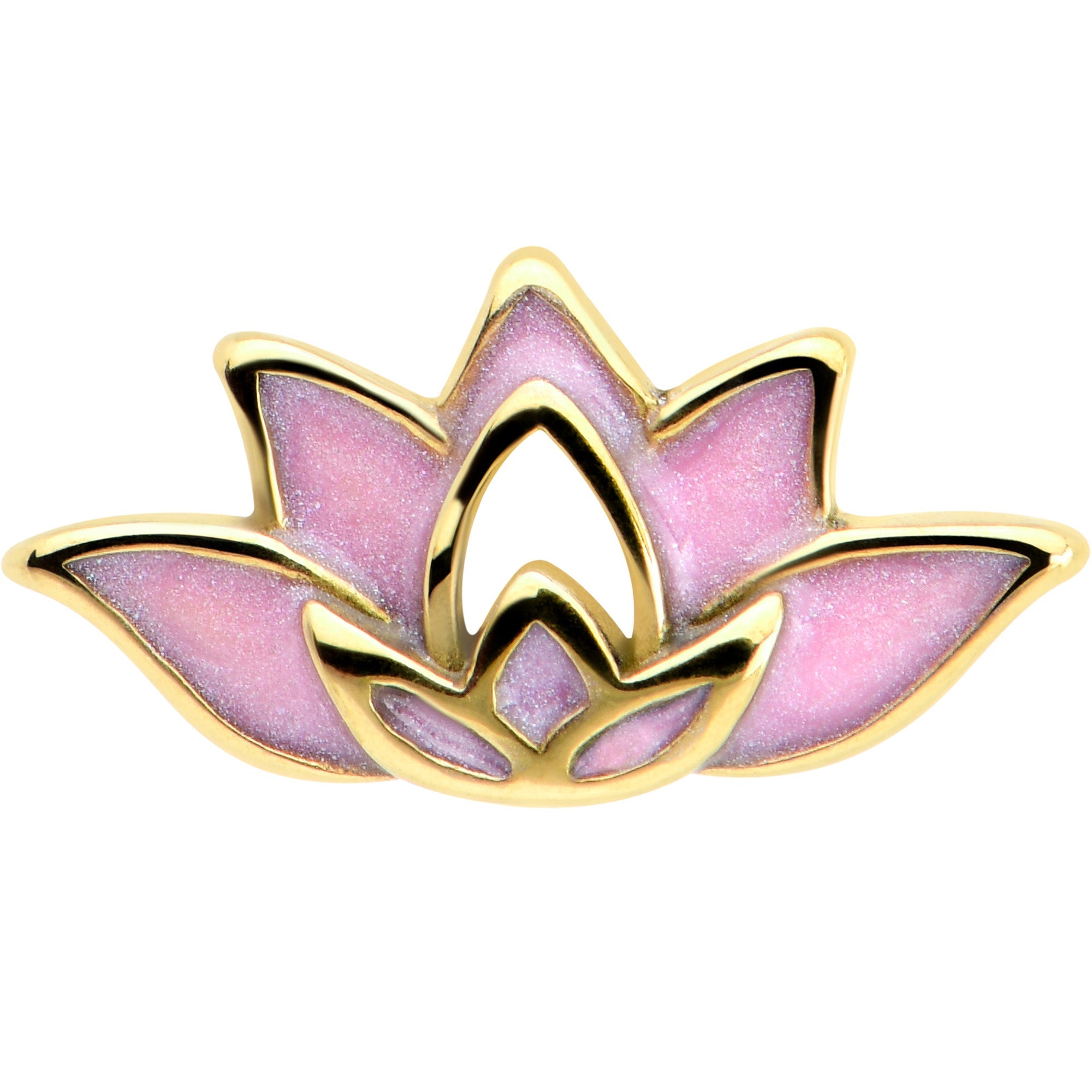 BodyCandy Gold Tone Lotus Flower Pink Peace Barbell Tongue Ring — detail close-up