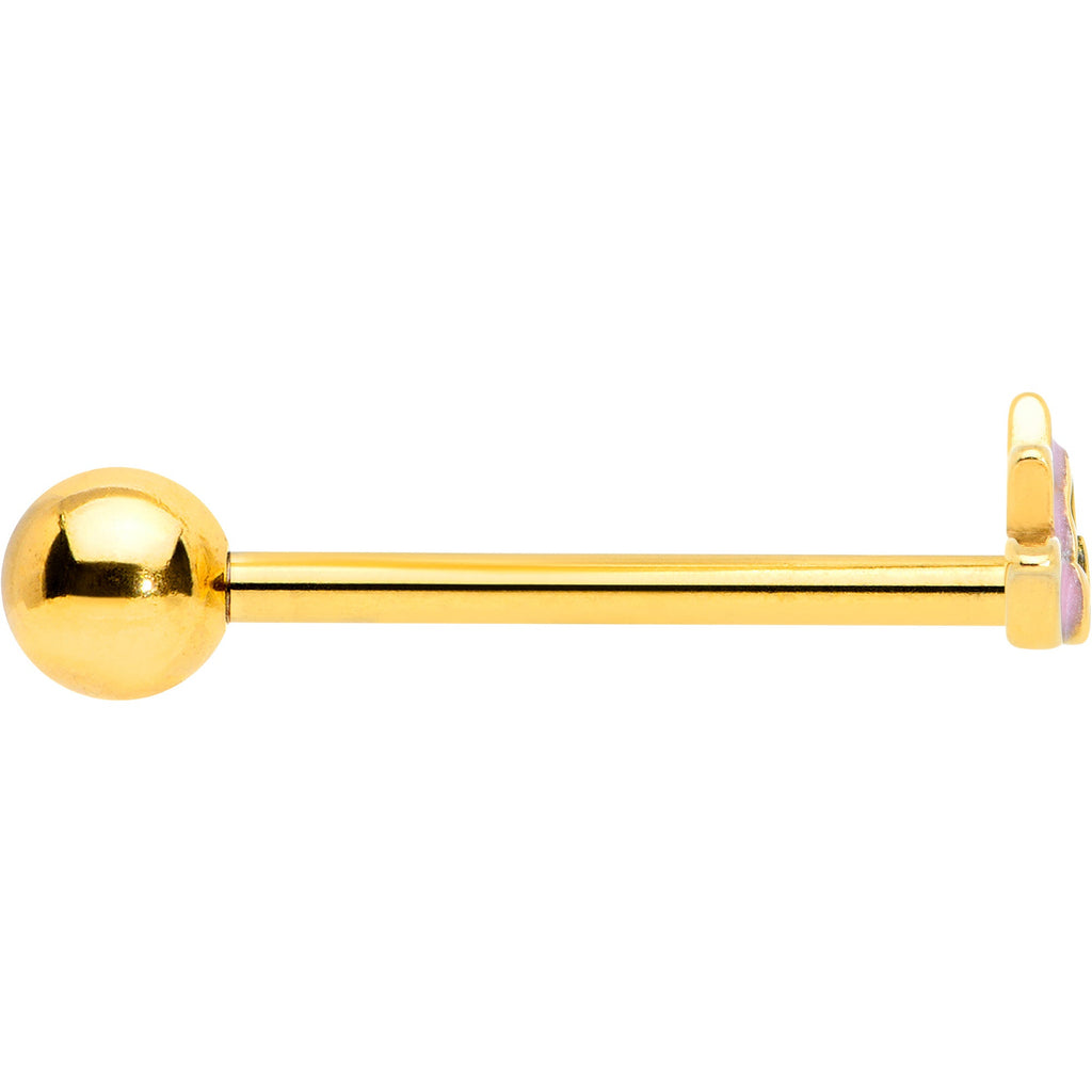 BodyCandy Gold Tone Lotus Flower Pink Peace Barbell Tongue Ring — lifestyle context