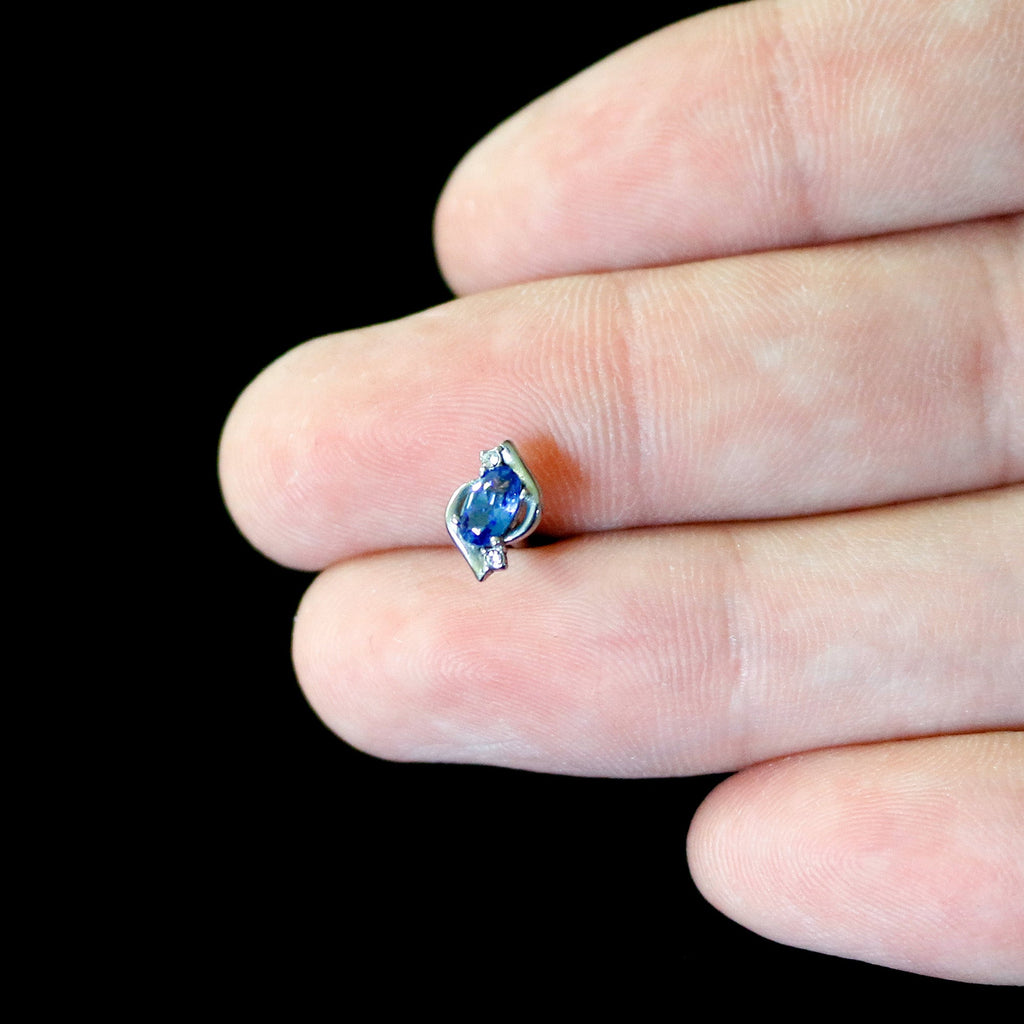 BodyCandy Clear Blue Gem Oval Swirl Barbell Tongue Ring — alternative angle