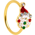 BodyCandy 20G 5/16 Clear Gem Gold Tone Deco Santa Christmas Nose Hoop — main product shot