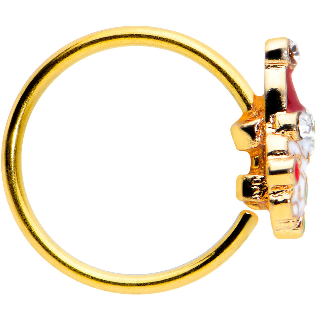 BodyCandy 20G 5/16 Clear Gem Gold Tone Deco Santa Christmas Nose Hoop — lifestyle context