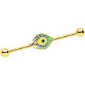 BodyCandy 14G Gold Tone Bold Peacock Feather Industrial Barbell 38mm — main product shot
