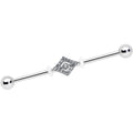 BodyCandy 14G Clear Gem Double Rhombus Deco Industrial Barbell 38mm — main product shot