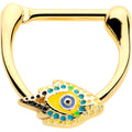 BodyCandy 16G 3/8 Gold Tone Bold Peacock Feather Cartilage Clicker — main product shot
