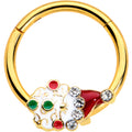 BodyCandy 16G 3/8 Clear Gold Hue Deco Santa Christmas Hinged Segment Ring — main product shot