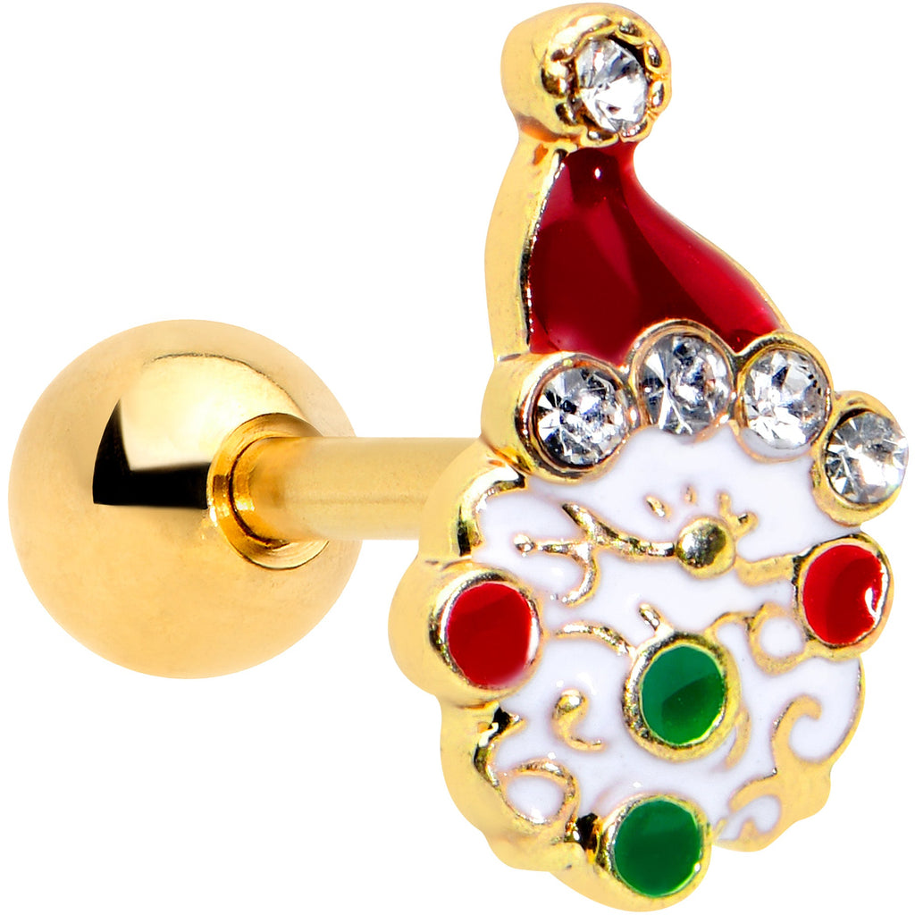 BodyCandy 16G 1/4 Clear Gem Gold Tone Deco Santa Christmas Cartilage Tragus — main product shot