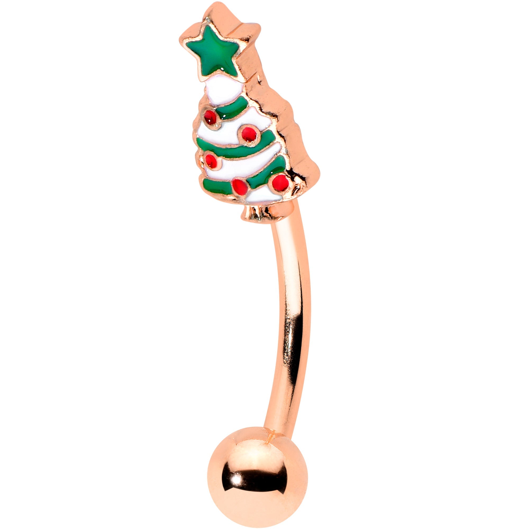 BodyCandy 16G 5/16 Rosy Hue Snowman Christmas Curved Eyebrow Ring Set of 4 — lifestyle context