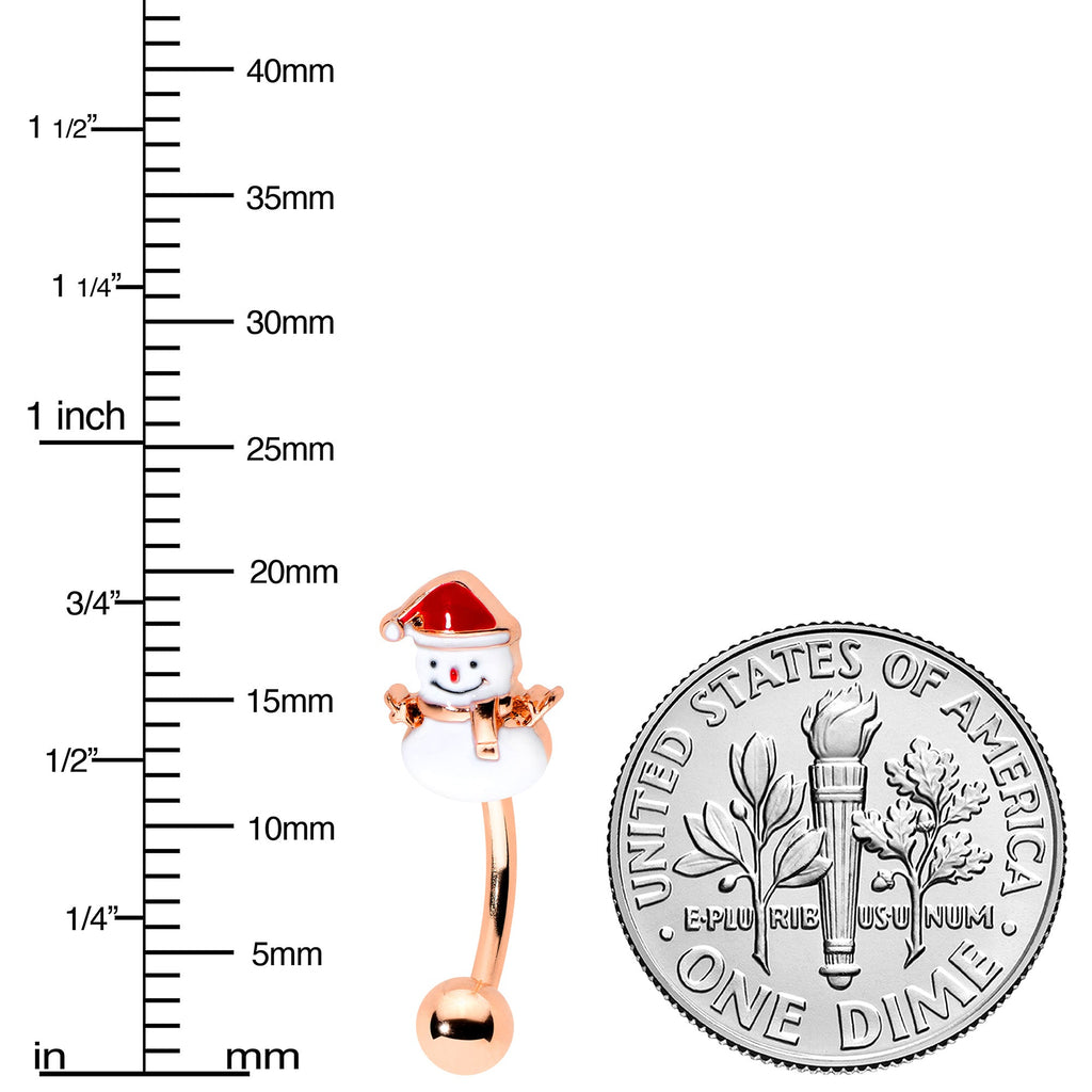 BodyCandy 16G 5/16 Rosy Hue Snowman Christmas Curved Eyebrow Ring Set of 4 — alternative angle