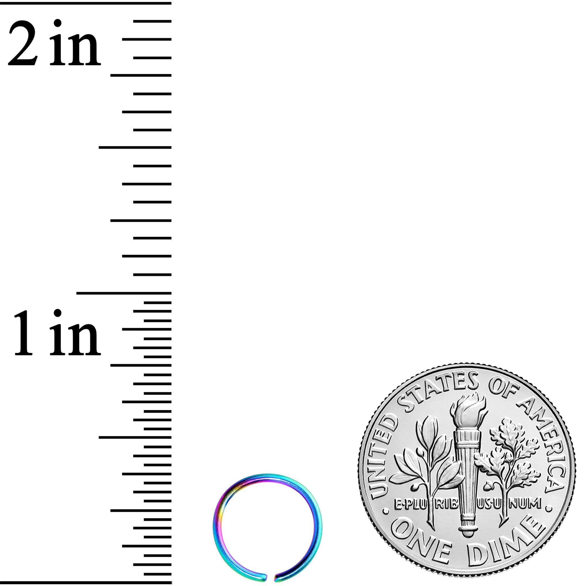 BodyCandy 20G 5/16 Rainbow PVD Grade 23 Titanium Bendable Hoop Ring — detail close-up
