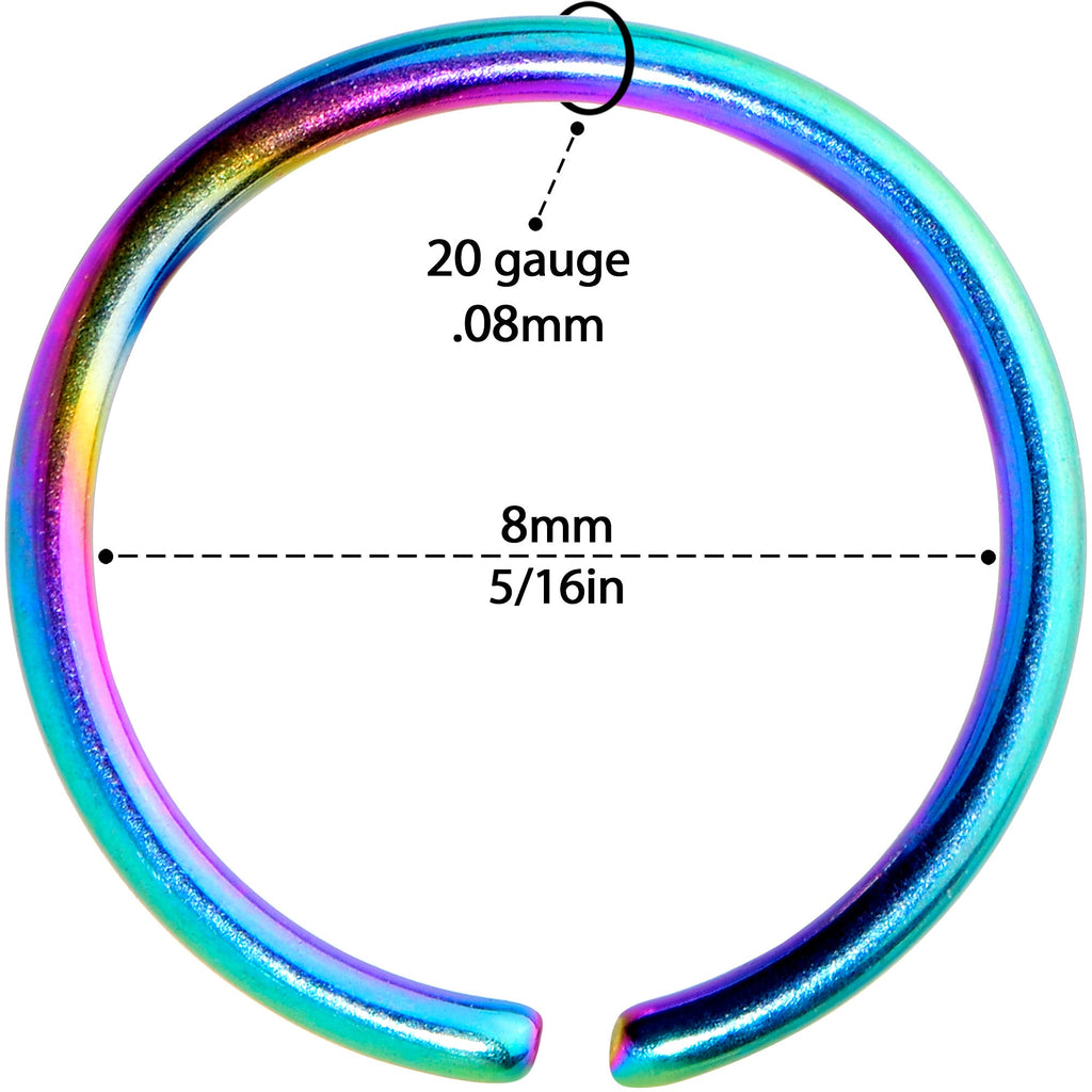 BodyCandy 20G 5/16 Rainbow PVD Grade 23 Titanium Bendable Hoop Ring — lifestyle context