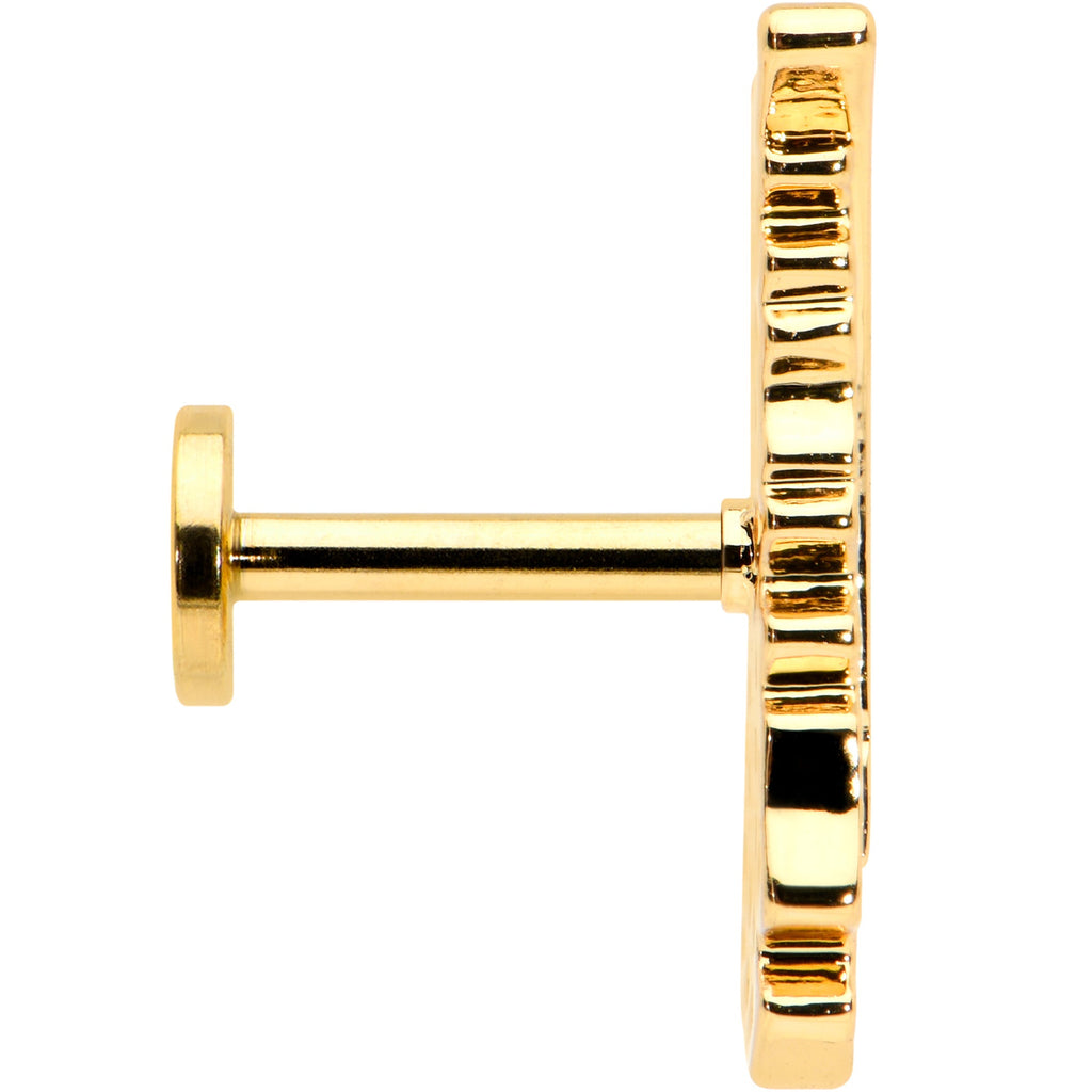 BodyCandy 16G 1/4 Clear CZ Gold Hue Feather Internal Threaded Labret Tragus — lifestyle context