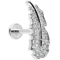 BodyCandy 16G 5/16 Clear CZ Gem Feather Internally Threaded Labret Tragus — main product shot